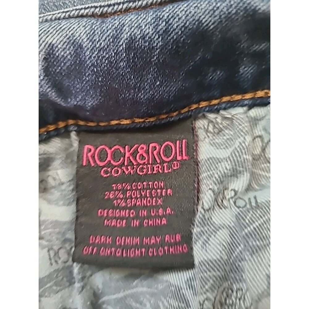 Rock & Roll Cowgirl Low Rise Stretch Trousers 29x34 (29x32) Flare Leg Jeans - Picture 11 of 15